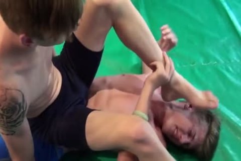 Teen boy wrestling